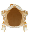 Dangle Embellished Faux Silk Potli