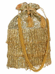 Dangle Sequines Faux Silk Potli