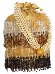Dangle Embellished Faux Silk Potli