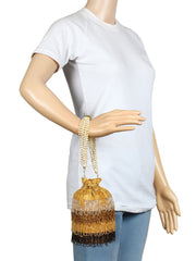 Dangle Embellished Faux Silk Potli