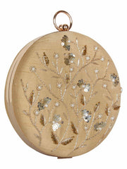 Gala Embellished Faux Silk Round Clutch