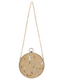 Gala Embellished Faux Silk Round Clutch