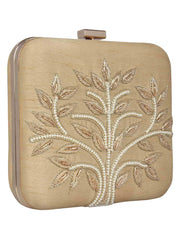 Vista Embellished Faux Silk Box Clutch