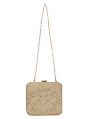 Vista Embellished Faux Silk Box Clutch