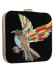 Vista Embroidered Velvet Box Clutch