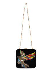 Vista Embroidered Velvet Box Clutch