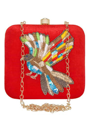 Vista Embroidered Velvet Box Clutch