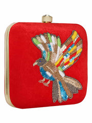 Vista Embroidered Velvet Box Clutch