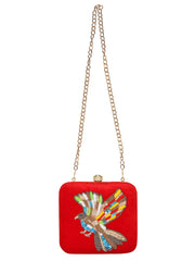 Vista Embroidered Velvet Box Clutch