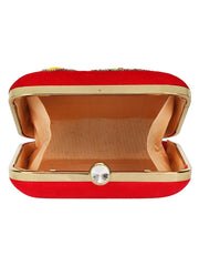 Vista Embroidered Velvet Box Clutch