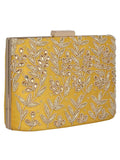 Oblong Embellished Faux Silk Box Clutch