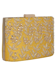 Oblong Embellished Faux Silk Box Clutch