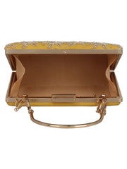 Oblong Embellished Faux Silk Box Clutch
