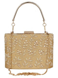 Oblong Embellished Faux Silk Box Clutch