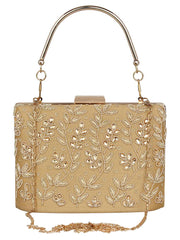 Oblong Embellished Faux Silk Box Clutch