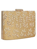 Oblong Embellished Faux Silk Box Clutch
