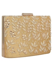 Oblong Embellished Faux Silk Box Clutch