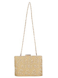Oblong Embellished Faux Silk Box Clutch