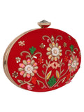Gala Embroidered Velvet Oval Clutch