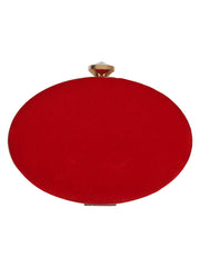 Gala Embroidered Velvet Oval Clutch