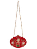 Gala Embroidered Velvet Oval Clutch