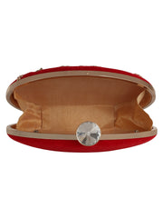 Gala Embroidered Velvet Oval Clutch