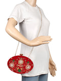 Gala Embroidered Velvet Oval Clutch