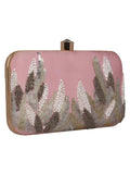 Adorn Sequines Embellished Faux Silk Box Clutch