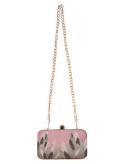Adorn Sequines Embellished Faux Silk Box Clutch