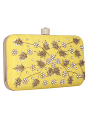 Adorn Embellished Faux Silk Box Clutch