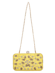 Adorn Embellished Faux Silk Box Clutch
