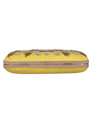 Adorn Embellished Faux Silk Box Clutch