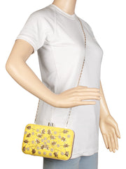 Adorn Embellished Faux Silk Box Clutch