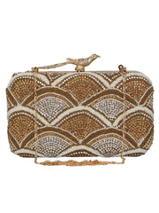 Adorn Embellished Faux Silk Box Clutch