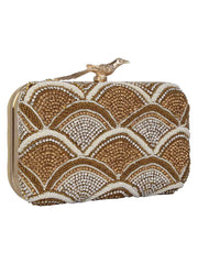 Adorn Embellished Faux Silk Box Clutch