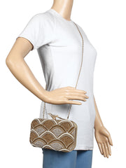 Adorn Embellished Faux Silk Box Clutch