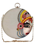 Kathak Embroidered Faux Silk Round Clutch