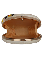 Kathak Embroidered Faux Silk Round Clutch