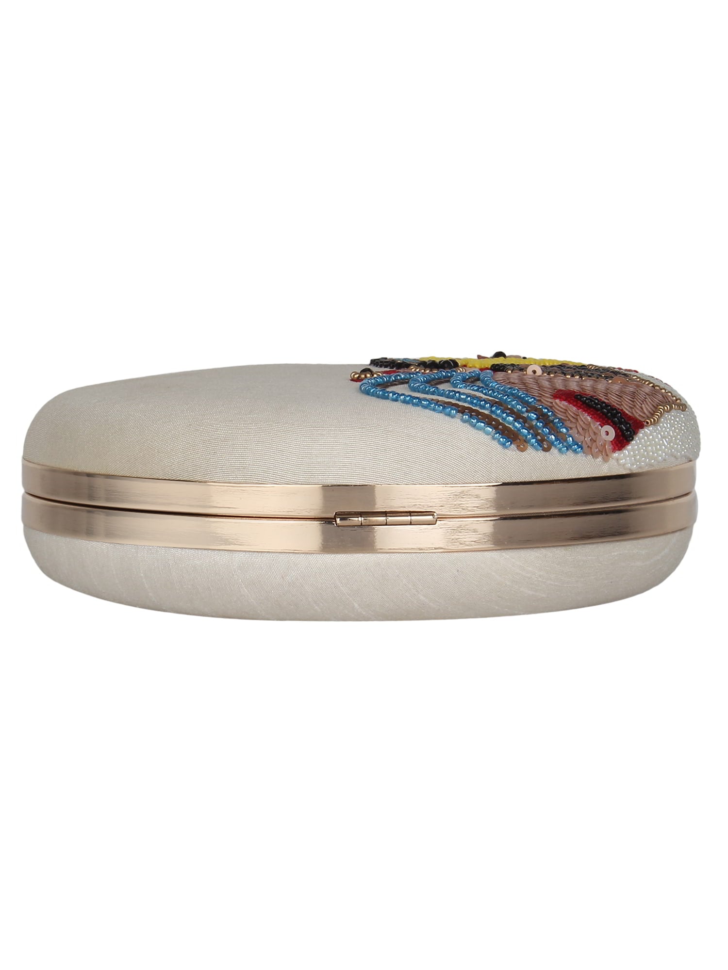 Kathak Embroidered Faux Silk Round Clutch