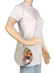 Kathak Embroidered Faux Silk Round Clutch