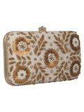 Adorn Embellished Faux Silk Box Clutch
