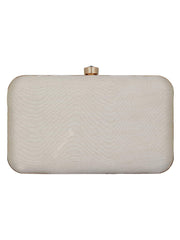 Adorn Embellished Faux Silk Box Clutch