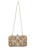 Adorn Embellished Faux Silk Box Clutch