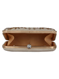 Adorn Embellished Faux Silk Box Clutch