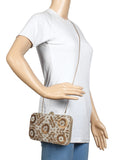 Adorn Embellished Faux Silk Box Clutch