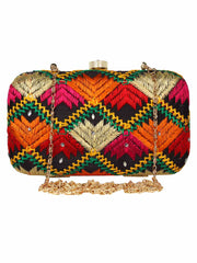 Phulkari Embroidered Cotton Clutch