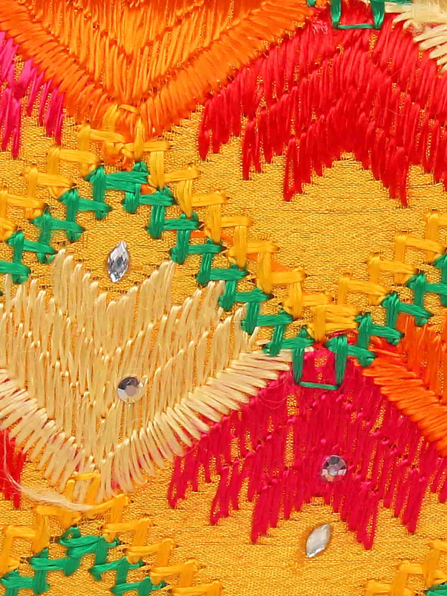 Phulkari Embroidered Cotton Clutch