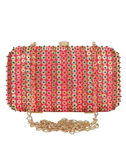 Adorn Embellished Faux Silk Clutch