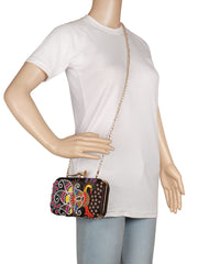 Adorn Embroidered Faux Silk Clutch