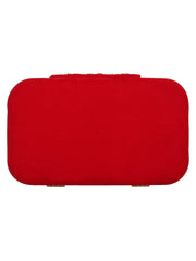 Hasp Embroidered Velvet Clutch